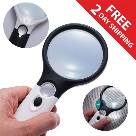 insten 3x handheld magnifying glass reading magnifier and 45x jewelry loupe with ultra bright
