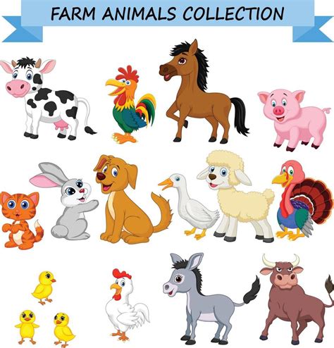 Colección De Animales De Granja De Dibujos Animados 7270996 Vector En