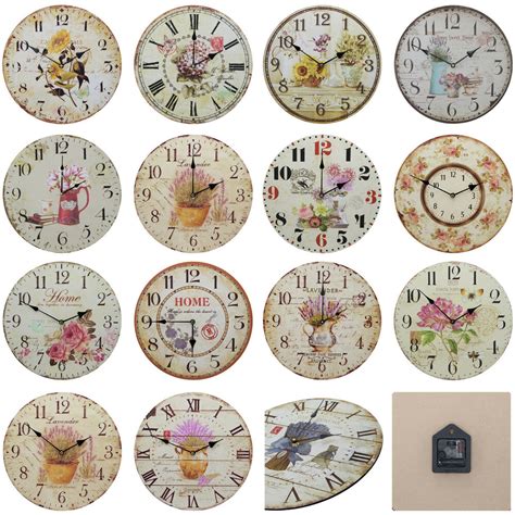 Luxury wood wall clock metal retro nordic american style gold silent wall clocks bedroom shabby chic living room horloge gift. Shabby Chic Large 34cm Thin Distressed Rustic Wall Clock ...