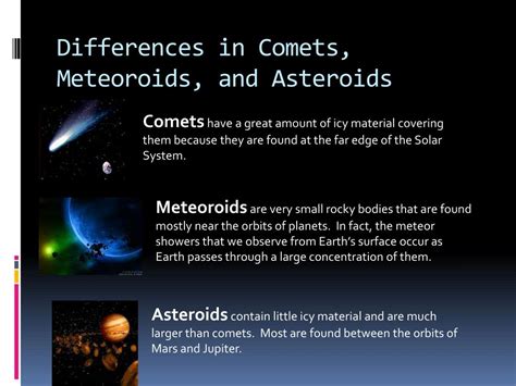 Difference Between Comets Asteroids And Meteoroids Pelajaran