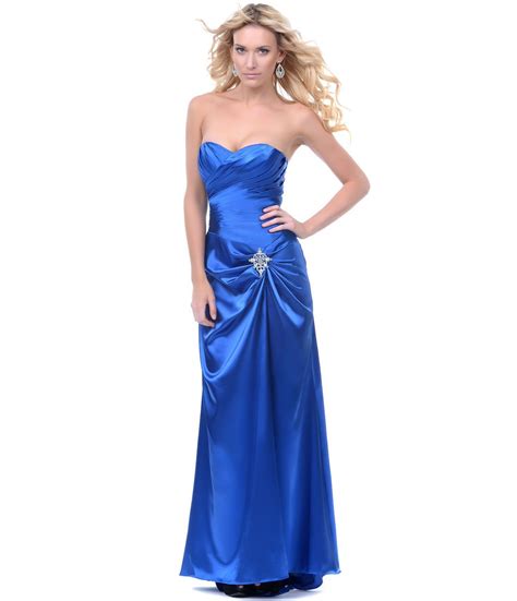 Royal Blue Satin Strapless Sweetheart Lace Up Prom Dress Prom Dresses Blue Prom Dresses