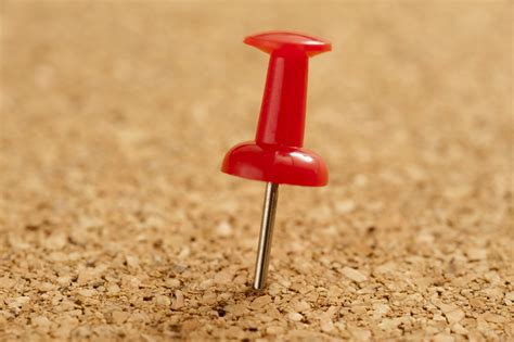 Free Stock Photo Red Sharp Marker Pin Pinned On A Cork Board