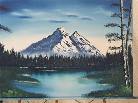 Blue Mountain Lake Pond Painting Pond Painting Mountain Landscape