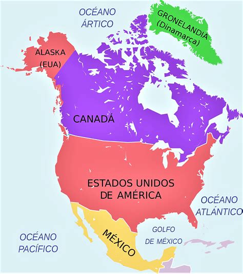 mapa de américa del norte 🥇 norteamérica político físico mudo