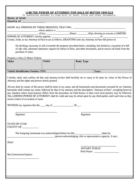 Utah Dmv Power Of Attorney Fill And Sign Printable Template Online