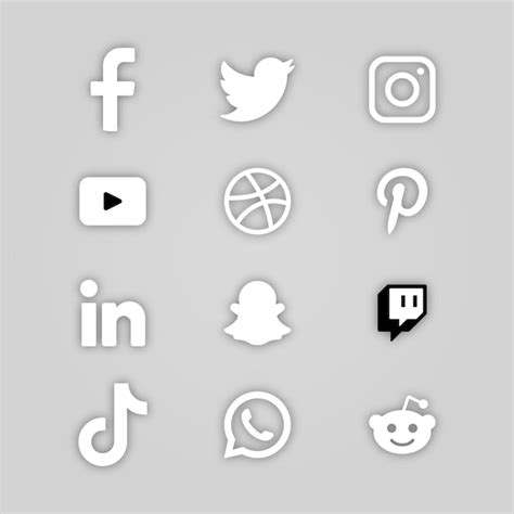 Logotipos De Redes Sociales Blancos Con Sombras Vector Premium