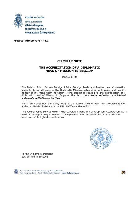 The Accreditation Of A Diplomatic Head Of Mission
