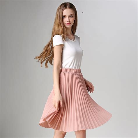 New Sweet Summer Chiffon Pleated Skirt Women Work Wear High Waist A