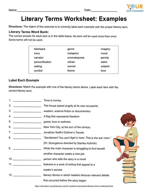 Literary Terms Worksheets For Review And Practice