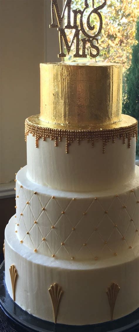 How To Add Gold To Buttercream Wedding Cakes Buttercream Wedding Cake Art Deco Wedding Cake