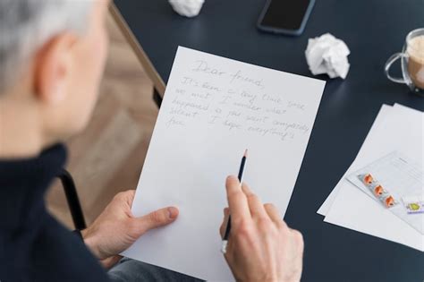 Free Photo Close Up Man Writing Letter