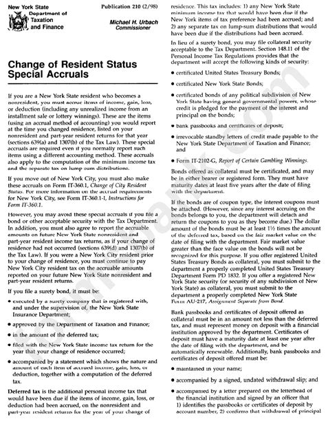 Change Of Resident Status Special Accruals Form Printable Pdf Download