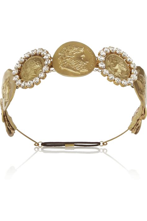 Lyst Dolce And Gabbana Gold Tone Swarovski Crystal Coin Headband In