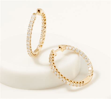 Affinity K Gold Inside Out Diamond Hoop Earrings Cttw Qvc Com