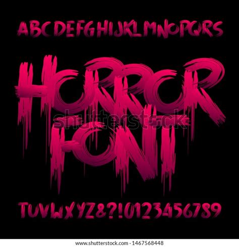 Horror Alphabet Font Uppercase Handwritten Bloody Letters And Numbers