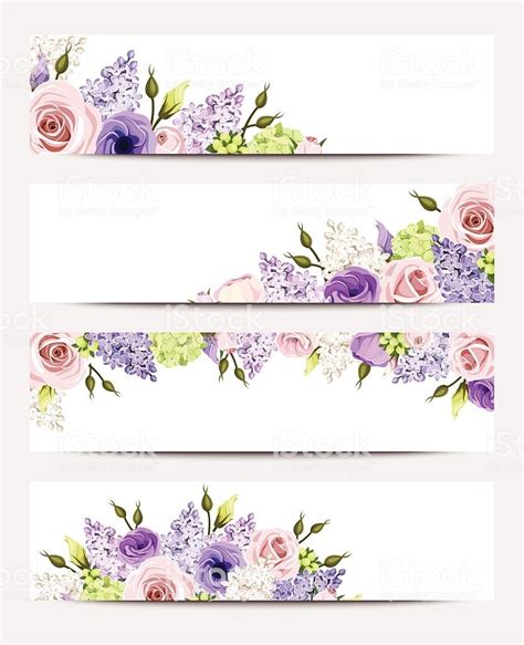 Vintage rose pattern, frames and cute seamless backgrounds. Vector web banners with pink, purple, white and green ...