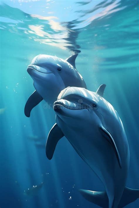 Dolphin In The Sea Underwater Generative Ai Stock Illustration
