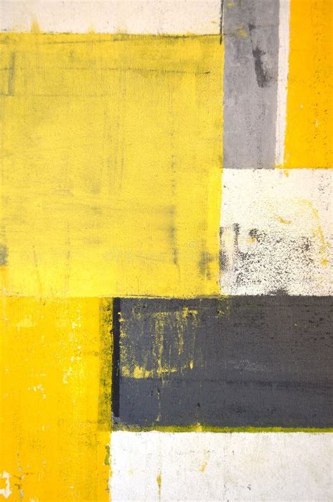 Grey And Yellow Abstract Art Painting Stock Image Image Of White
