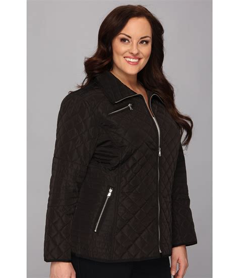Jessica Simpson Plus Size Quilted Jacket W Floral Lining In Black Lyst