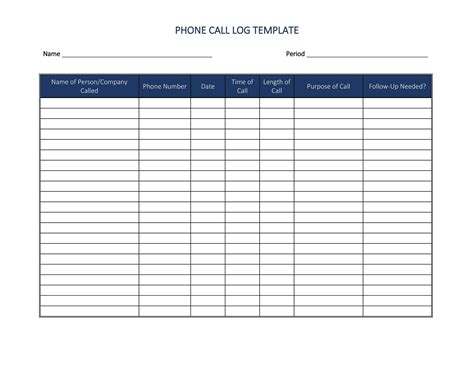 40 Printable Call Log Templates In Microsoft Word And Excel