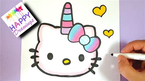 How To Draw Cute Unicorn Hello Kitty Emoji Easy Youtube