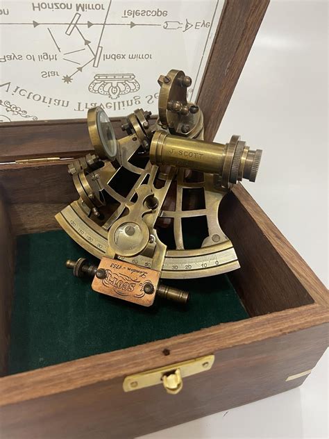 nautical 5 solid brass j scott london sextant with wooden box marine ship astrolabe model