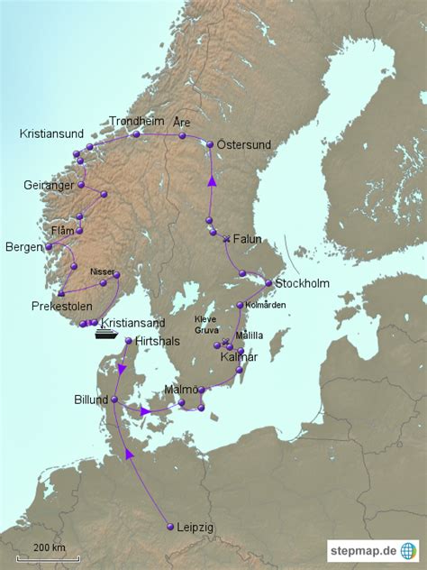 Stepmap Rundreise Skandinavien Landkarte Für Europa