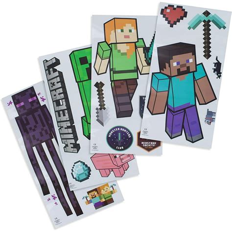Minecraft Characters Removable Vinyl Stickers 4 Sheets