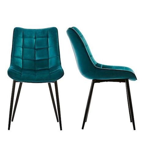 Montreal Dining Chairs Set of 2 in Teal Velvet | Dining chairs, Teal ...