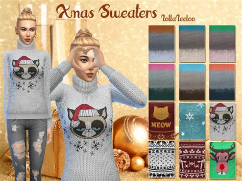 Christmas Sweaters By Lollaleeloo The Sims 4 Catalog