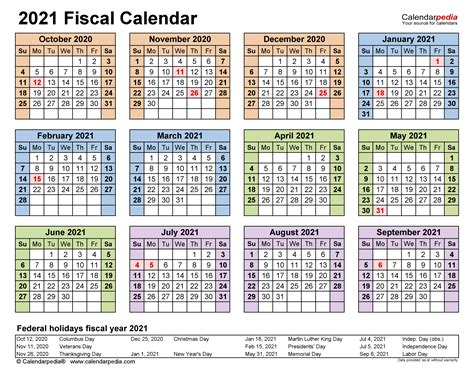 Fully printable excel calendar template from 2017 to 2021. Fiscal Calendars 2021 - free printable PDF templates