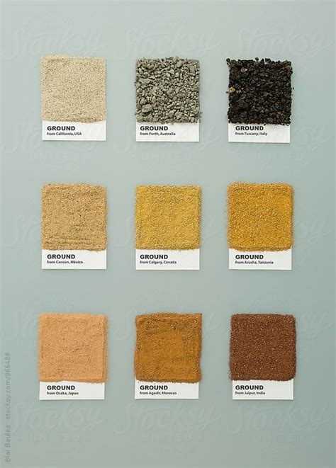 Collection Of Different Soils From Around The World Pantone Colour