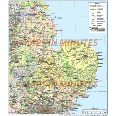 Buy East England County Road And Rail Map 1m Scale In Illustrator