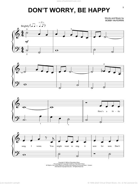 Don T Worry Be Happy Sheet Music Beginner For Piano Solo Pdf