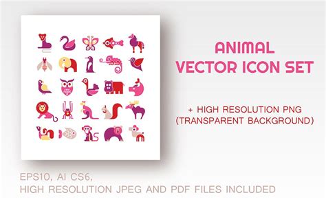 Animal Vector Icon Set Graphics Envato Elements