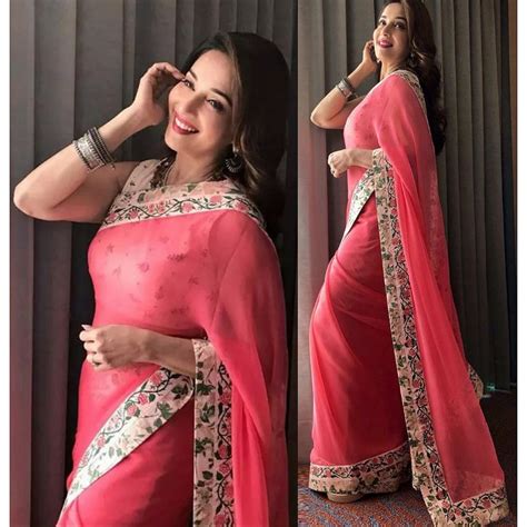 Party Wear Sarees Pink Georgette Bollywood Partywear Saree