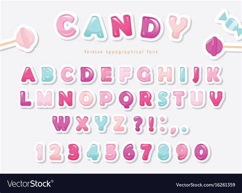 Paper Cut Out Sweet Font Design Candy Abc Letters Vector Image