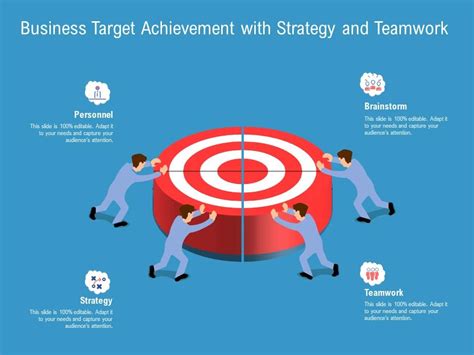 Business Target Achievement With Strategy And Teamwork Powerpoint