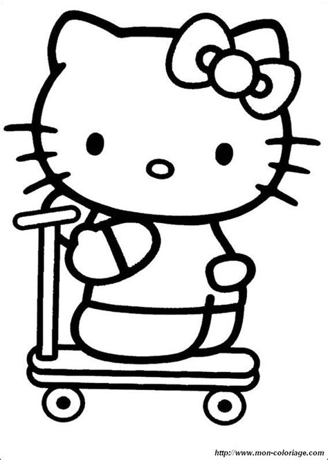 Ausmalbilder Hello Kitty, bild Auf einem Roller