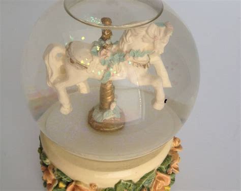 Silvestri Carousel Horse Snow Globe Music Box Etsy