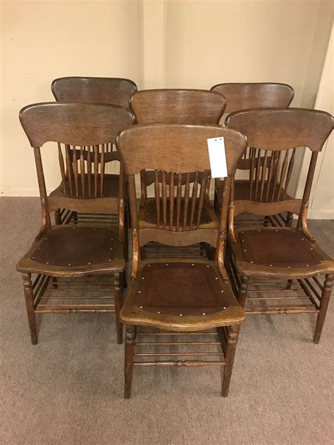 Set Of 6 Antique Oak Chairs Delmarva Furniture Consignment