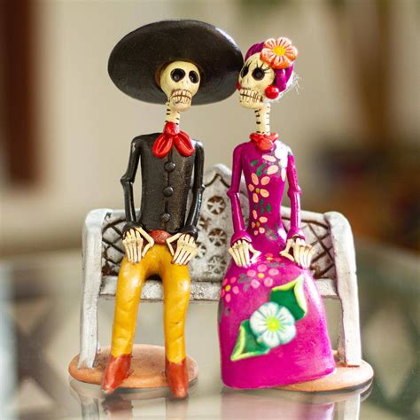 Unicef Market Hand Crafted Elderly Skeleton Couple Sculpture