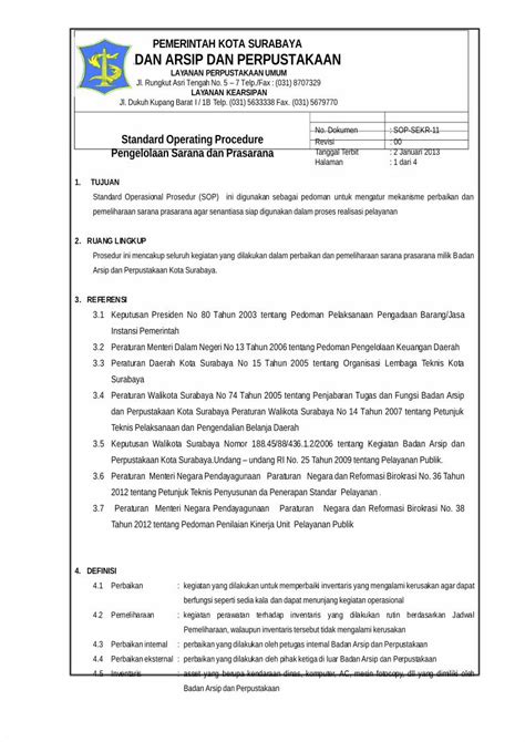 PDF SOP SEKR Pengelolaan Sarana Prasarana 1 DOKUMEN TIPS