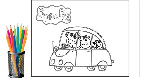 Family Peppas in car.How to colorize.Coloring For Kids.learning. - YouTube