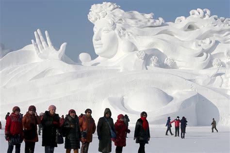 A Chinese Winter Wonderland Filled With Snow Sculptures
