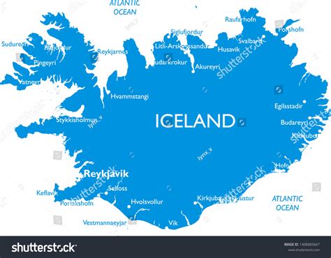 Vector Map Iceland Outline Detailed Map Stock Vector Royalty Free