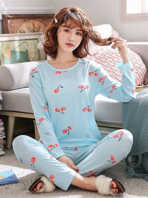 ページ Wjccy Cute Cartoon Cotton Pajamas Set Autumn And Winter Long Sleeve