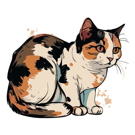 Calico Cat Sticker Clipart The Calico Cat Vector Illustration Cartoon