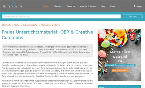 A Screenshot Of Oer Website Source Lehrer Onlinede
