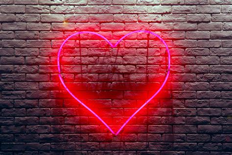Red Heart Neon Light On The Brick Wall Valentine Day Special Valentines Love Quiz Deep Truths